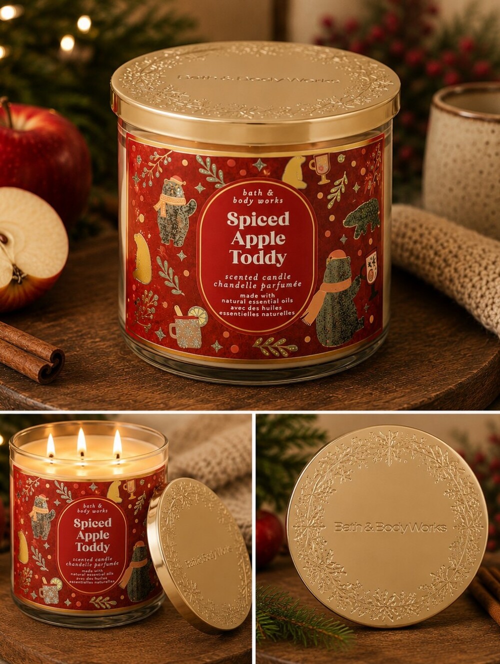 Bath And Bodyworks Spiced Apple Toddy 3 Wick Candle